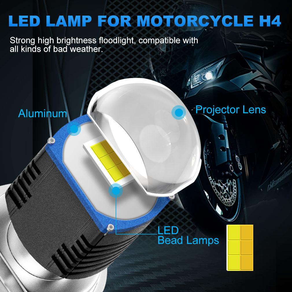 1Pc H4 LED Motorcycle Headlight Bulb 15000Lm BA20D H6 Hi Lo Beam Moto Light 3570 CSP Lens Dual Color White Yellow Scooter Fog Lamp 12V