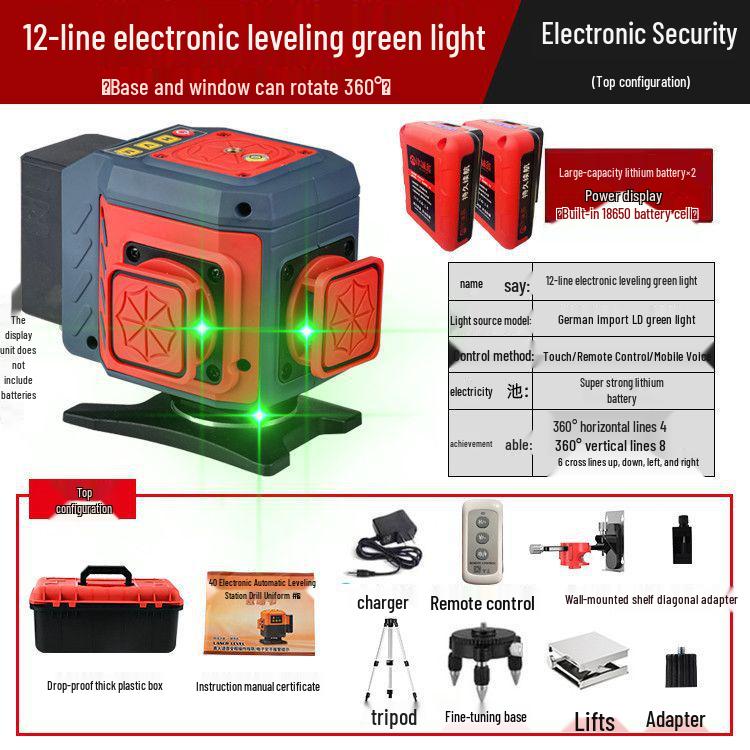 Anping Super Bright Infrared Green Laser Level: High Precision, Automatic Leveling with 8/12/16 Lines