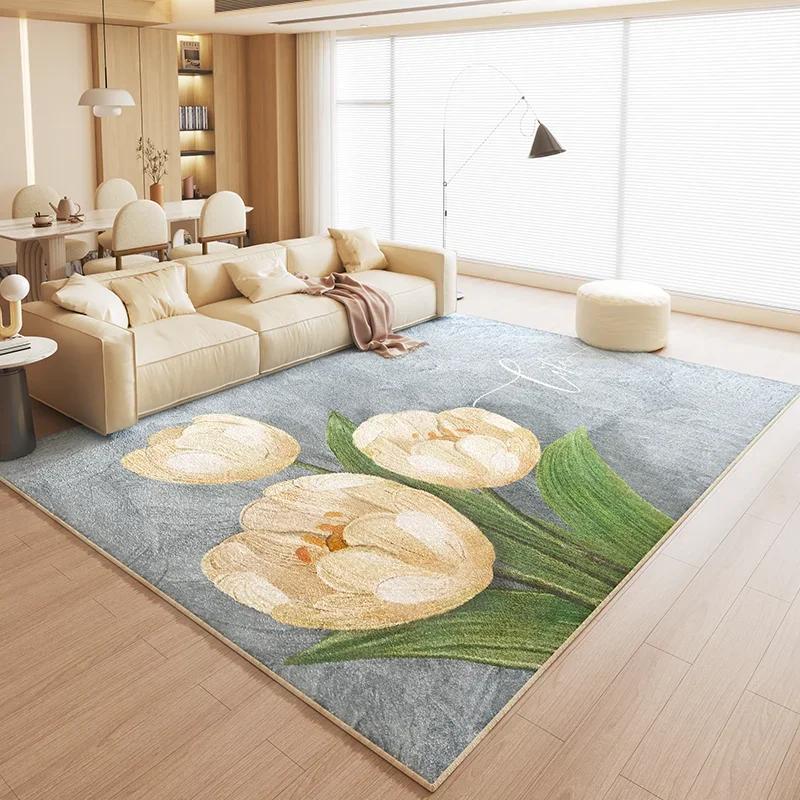 Modern Style Carpets for Living Room Thick Plush Bedroom Decor Flower Carpet Large Area Home Anti-slip Floor Mat Fluffy Soft Rug