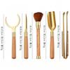 Brass Tea Ceremony Tools Set With Wooden Handle - Tongs Spoon Knife Brush Fork Gongfu Accessories
