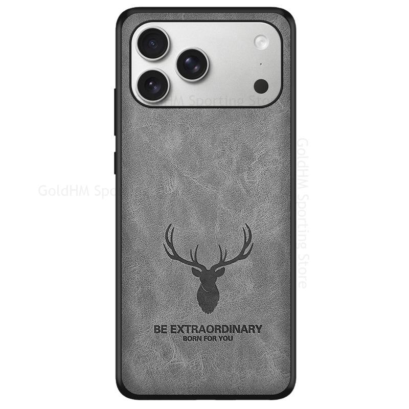 Shell For iPhone 17 Pro Max 3D Cartoon Head Elk Deer Leather Phone Shockproof Case For Apple 17 Air 16e 15 16 Pro Max Soft Silicone Phone Bumper Cover