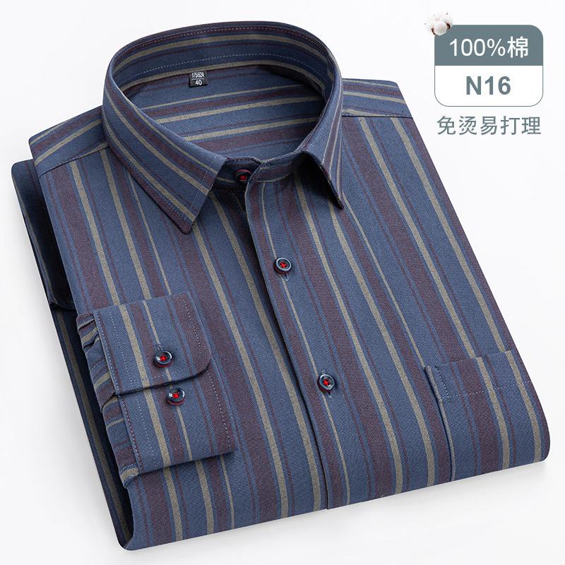 Big Size 11XL 10XL 9XL 8XL 100 Cotton Long Sleeve Shirt for Men Pocket Oxford Striped Casual Shirt Men Long Sleeve Slim Fit