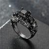 Gothic Purple Red Black Crystal Unique Black Skull Rings for Women Halloween Christmas Jewelry Gifts