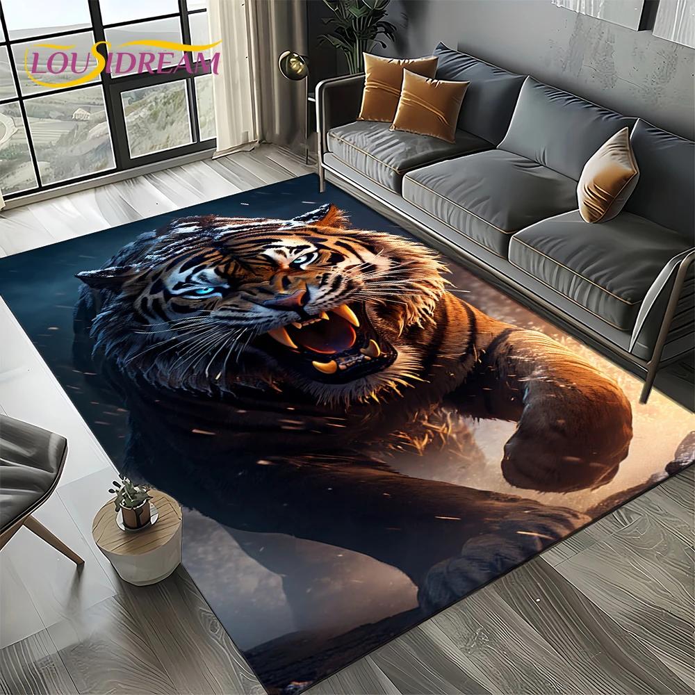 27 Style New Fierce Tiger Lion Leopard Beast Animal Wildlife Cartoon Carpet Rug for Living Room Bedroom Sofa,Non-slip Floor Mat