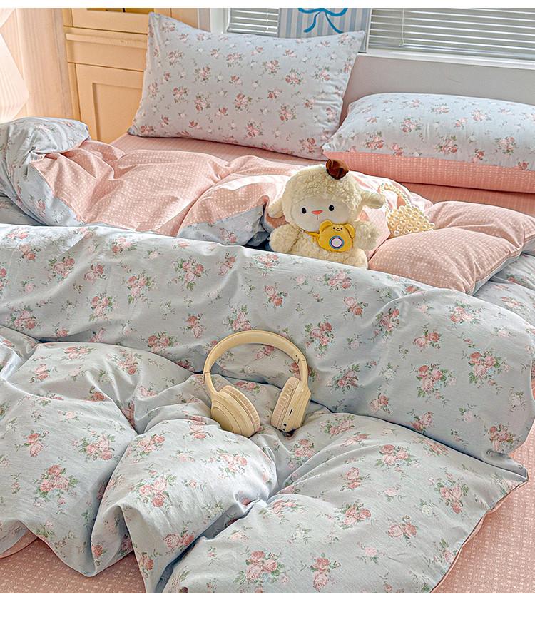 All cotton printed four piece set, 100% pure cotton household duvet cover, bed sheet, bedding, student dormitory three piece set