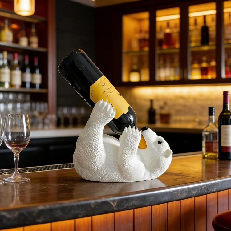 Creative Plastic Bear Bottle Rest For Displaying Wine In Kitchen Living Room Or Countertops Area Animal Home Decors
