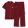 1011 Summer New Couple Pajamas Pure Cotton Red Natal Year Short-sleeved Trousers Set Wedding Men's and Women's Loungewear