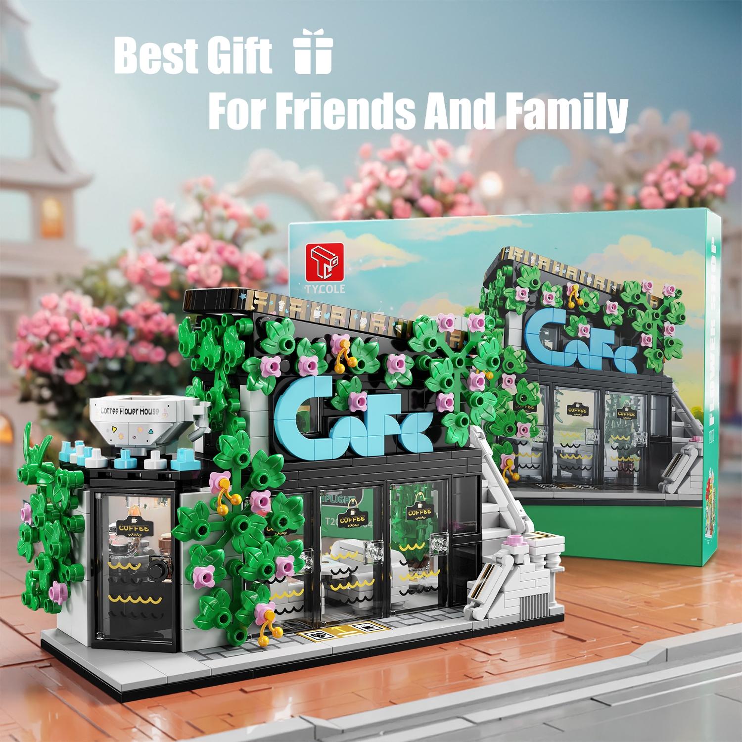 

Non-Toxic 572Pcs Building Blocks Toy For Kids City Street View Coffee Flower House Model Big Size Particles Bricks 3D Puzzle Educational T T2070
