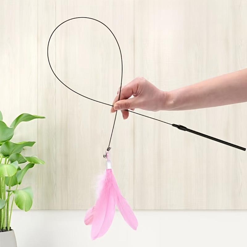 Robustes Katzenspielzeug aus Plüschfedern mit langem Stahldraht und Saugnapf – bissfest, interaktives Spiel für Katzen aller Größen, Batterie nicht im Lieferumfang enthalten