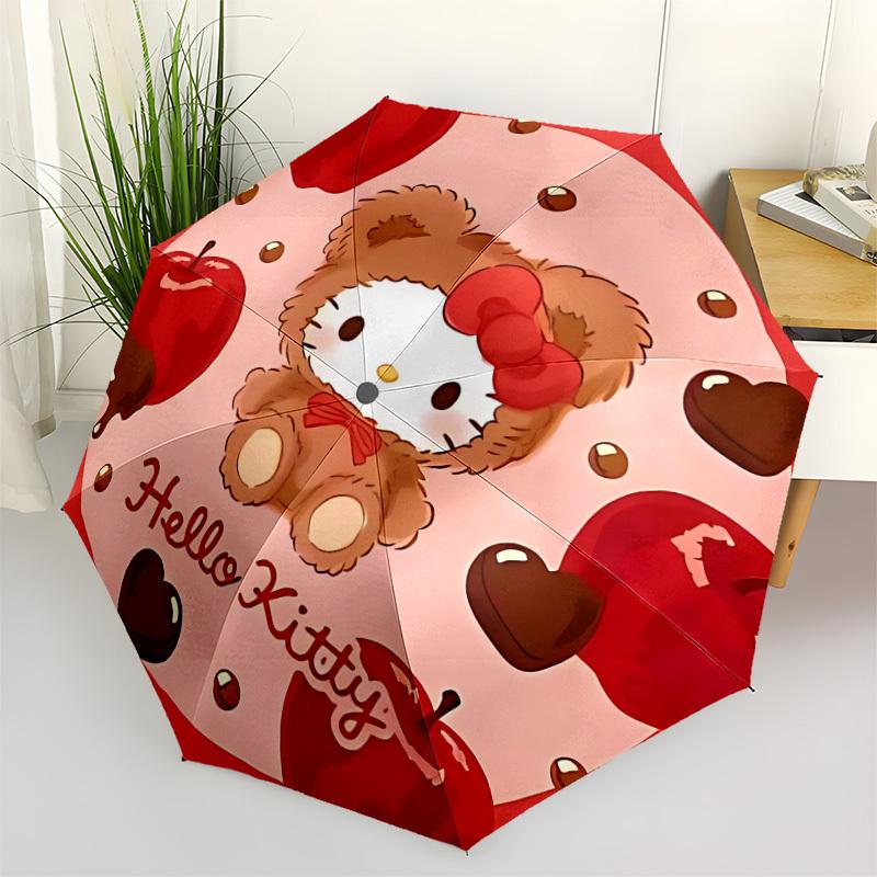 

1pc Hello Kitty Apple Automatic Folding Umbrella - 8-Rib Automatic Open/Close, Portable Collapsible Compact Umbrella yy251218010