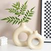 Retro Faux Ceramic Flower Vase - Simple Plastic Ornament for Dried or Real Flowers in Living Room