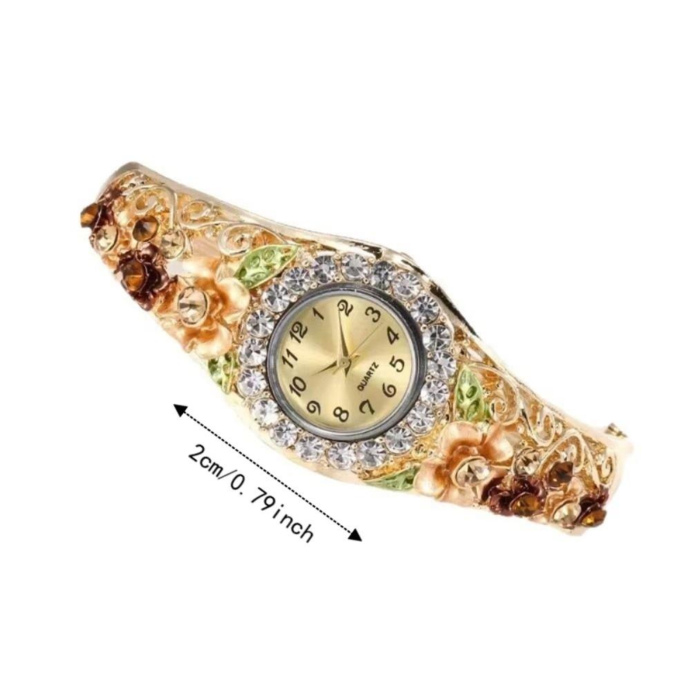 Rich In Flowers Vintage  Watch Rhinestone Bracelet Quartz Watch  Elegant Wear