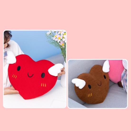 35cm Stuffed Heart Pillow Cute Cartoon Love Heart Doll Plushie Back Cushion