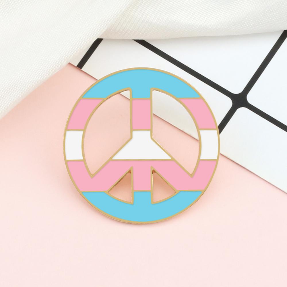 Transgender Pride Enamel Pin LGBT Flag Peace Trans Gay Lesbian Brooch Custom Bag Lapel Pins Cartoon Cute Badge for Lover Jewelry