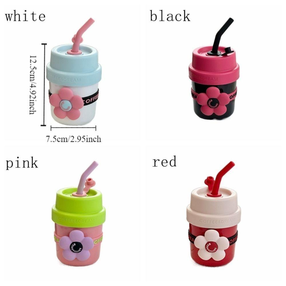Mini 400ML Water Bottle Stainless Steel Office Straw Water Cup Dopamine Cute Coffee Cup  Girls