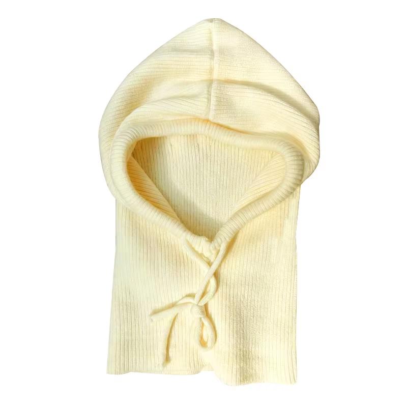 Écharpe à capuche tricotée Chapeau Tricot Cagoule Style Coréen Extérieur Chaud Écharpe à capuche avec cordon de serrage réglable