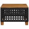 Garden Table Black 55x55x36 Cm Poly Rattan Acacia Wood