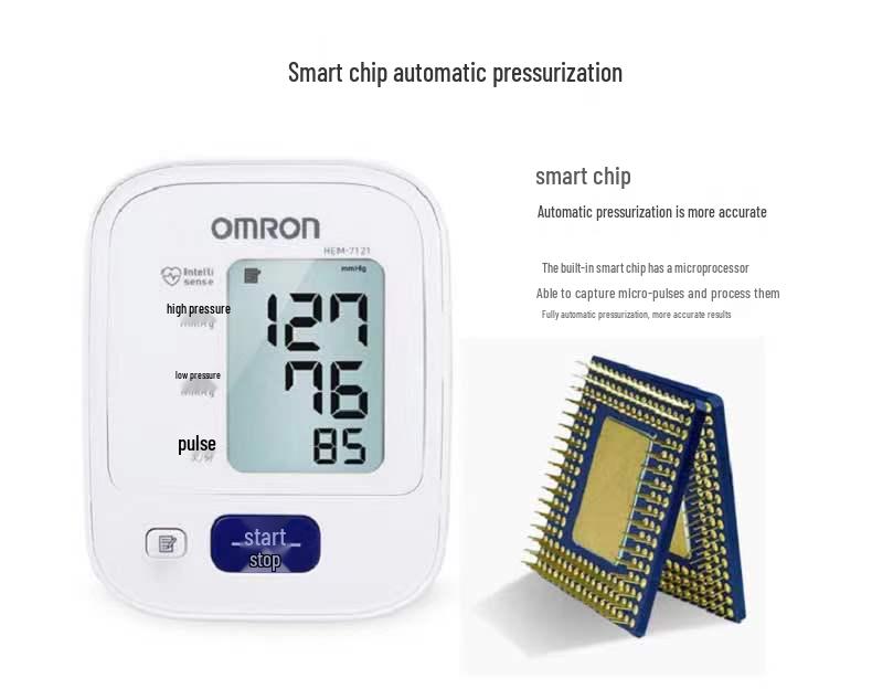 Omron HEM-7121 Automatic Upper Arm Blood Pressure Monitor with Power Supply