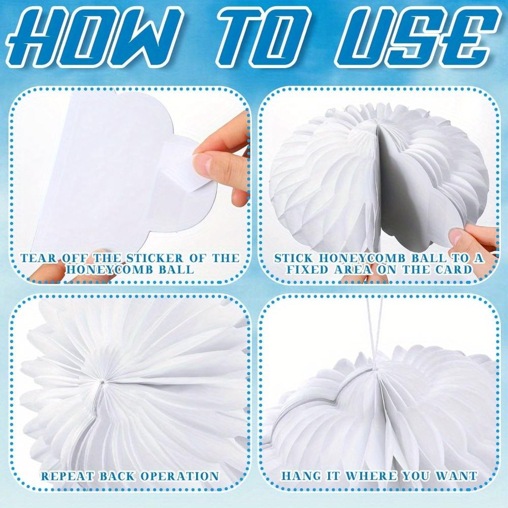 20pcs Cloud Decorations Hanging Tissue Pom Poms Honeycomb Decor Artificial Cloud Ornaments Cloud Honeycomb Hanging Decorations