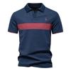 Men's V-Neck Striped Polo Shirt Breathable Slim Fit Polo Shirts for Men Lightweight Casual Athletic Polo
