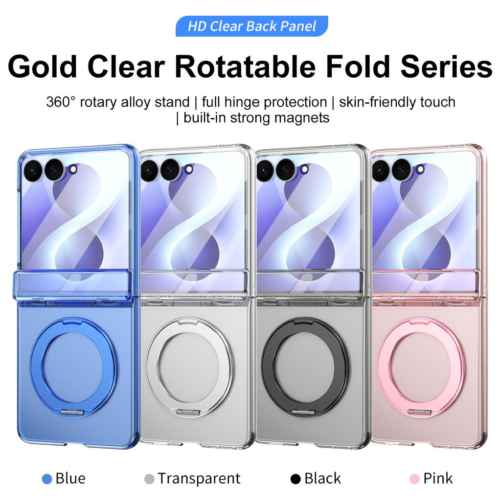 360 Grad drehbarer Metallring Magnetische Hülle für Samsung Galaxy Z Flip 8 7 6 5 4 Ständer Abdeckung Mit Glas Displayschutz