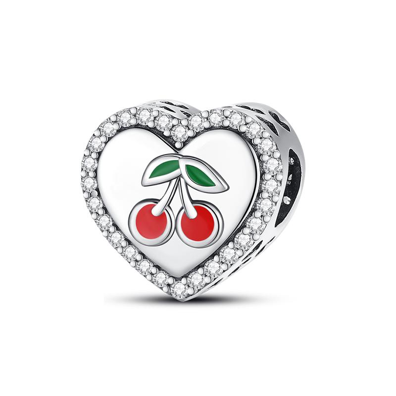 copper Strawberry Cherry Apple Avocado Fruit Charm Bead Charms Pendants Compatible With Do It Yourself Authentic BraceletS Birthday Jewellery