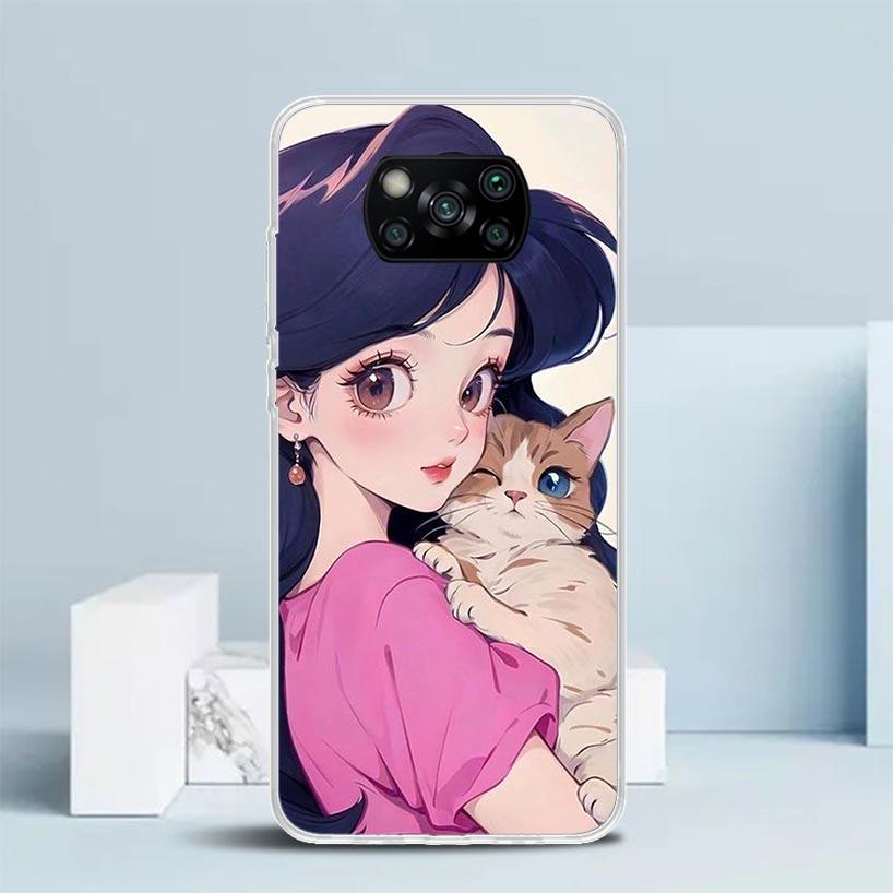 

Cute Anime Ins Girls Animal Cat Phone Case For Xiaomi Poco F7 Ultra X5 X6 X7 Pro M7 Redmi 15C 15 13C 13 12C 12 10C 10 10A 9 9C 9 Redmi 9C