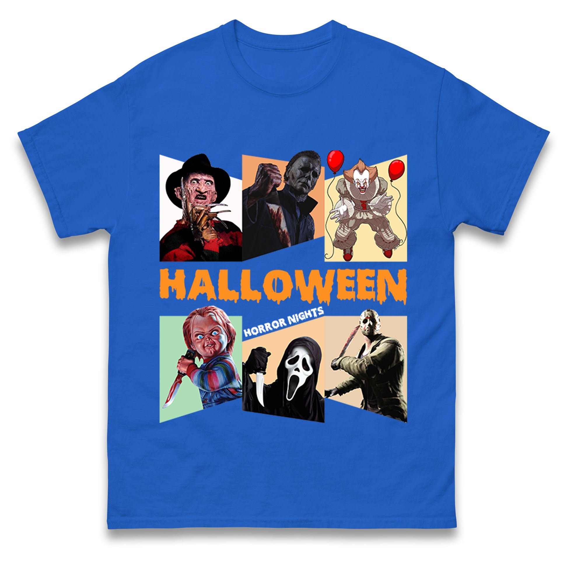 Horror Characters Halloween Horror Nights Mens T Shirt Womens Tops Teess 4XL