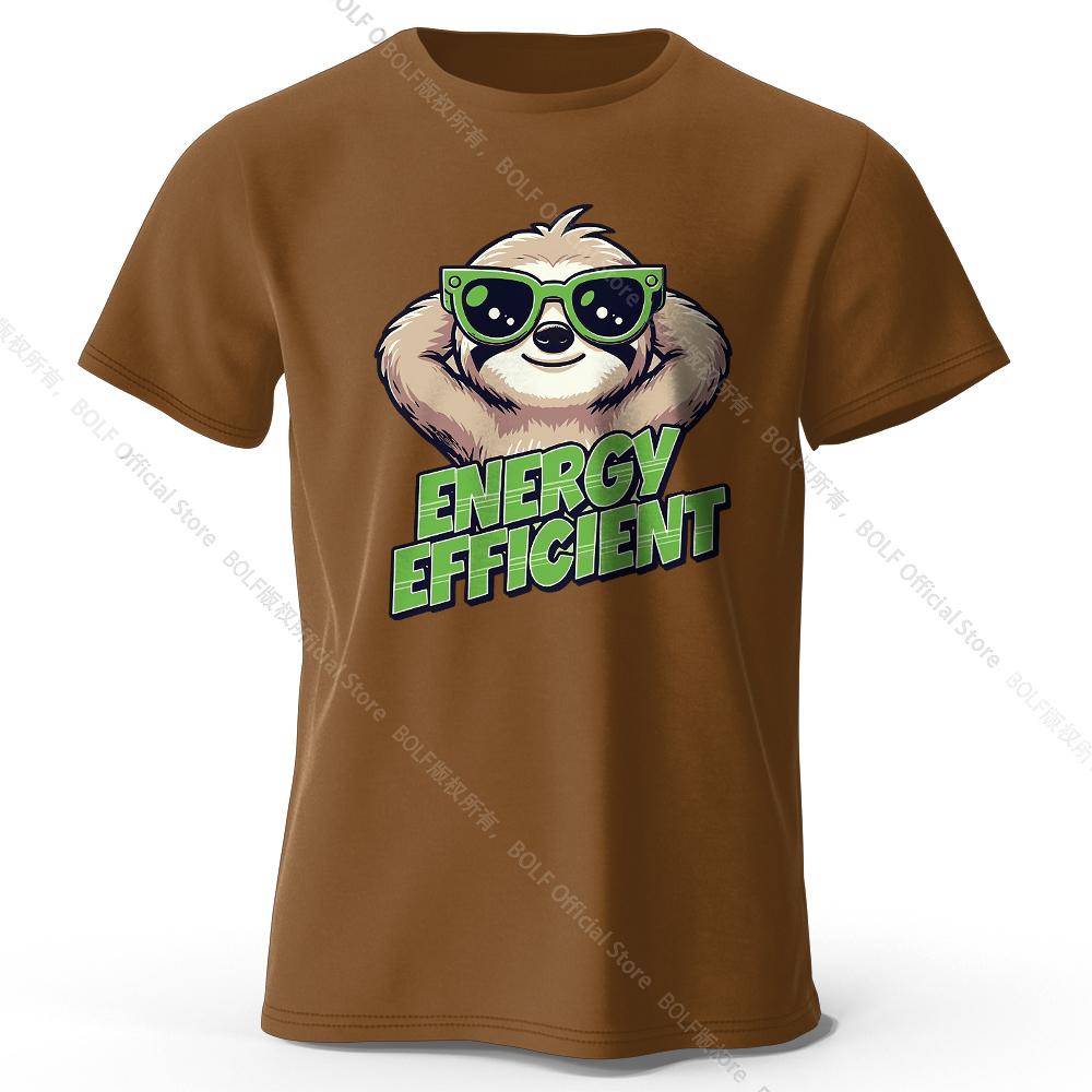 Men's Efficient Sloth Printed T-Shirt 100% Cotton Oversized Ironic Graphic Tees for Women Summer Tops Humor Streetwear