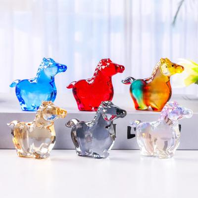 Fake Crystal Horse Figurine Hand-carved Miniature Pony Statue Healing Stone Animal Collectible Sculpture Fengshui Decoration Ornament