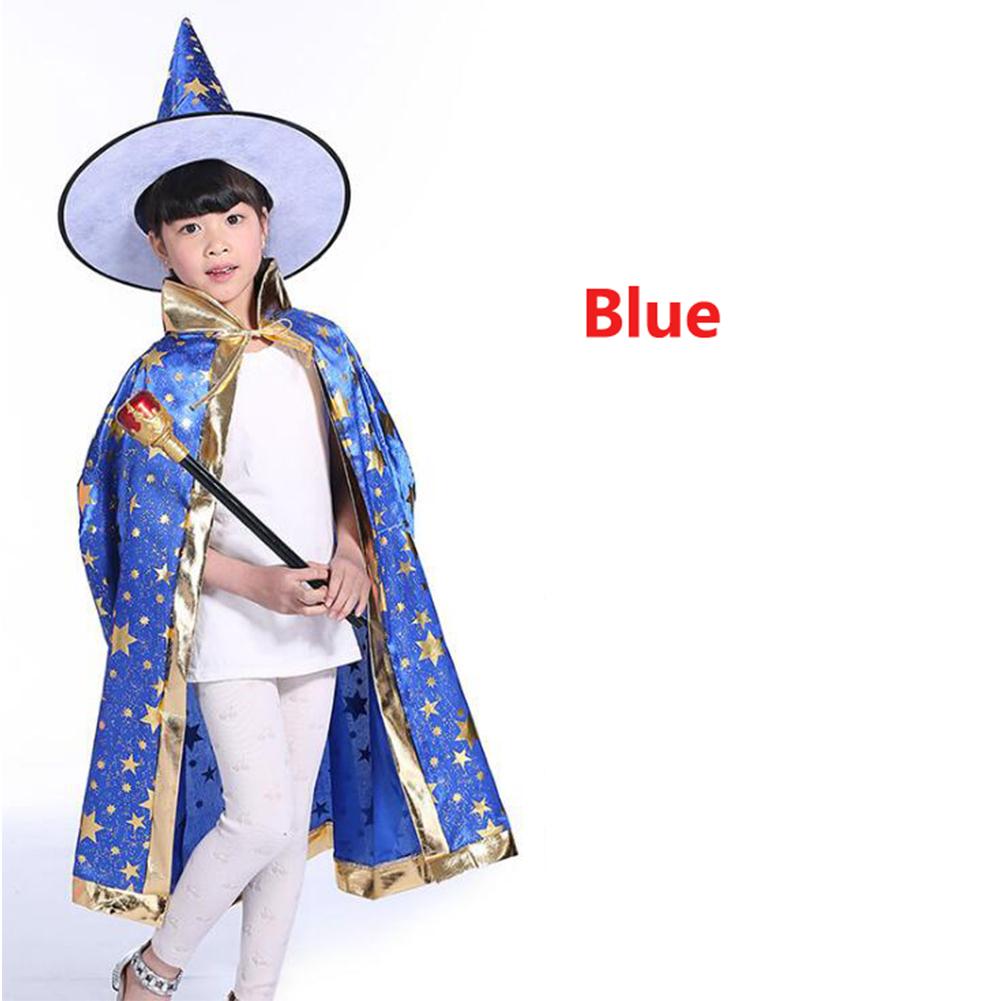 2Pcs/Set Children Halloween Chrismas Party Cosplay Costume Star Wizer Cloak Cap Hat