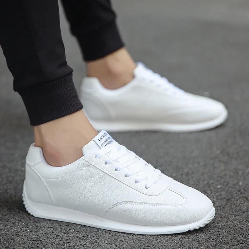 Leather Men Shoes Sneakers Trend Casual Shoe Italian Breathable Leisure Male Sneakers Non-slip Footwear White Men Loafers