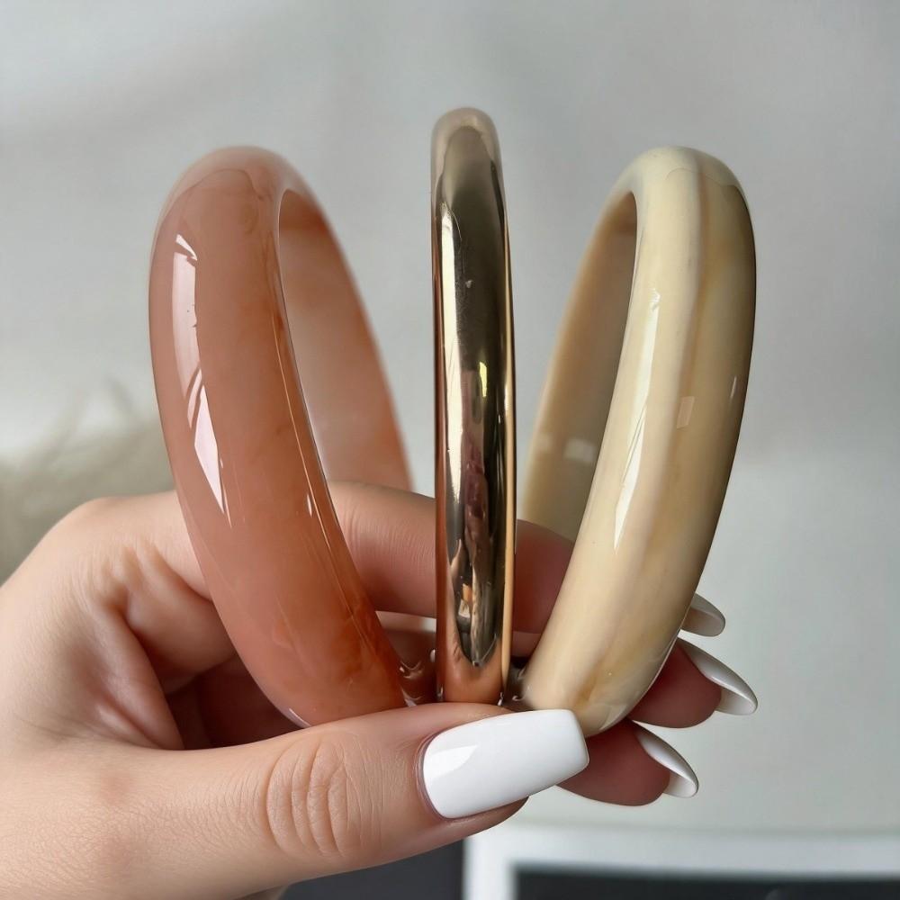 3/4 Pcs Smudged Thin Resin Bracelet Set Marble Pattern Cuff Bracelet Set New Round Bangles Gifts