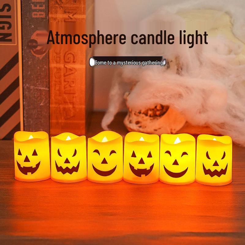 Cross-Border Halloween LED Candle Lights: Pumpkin Holder & Ghost Festival Décor