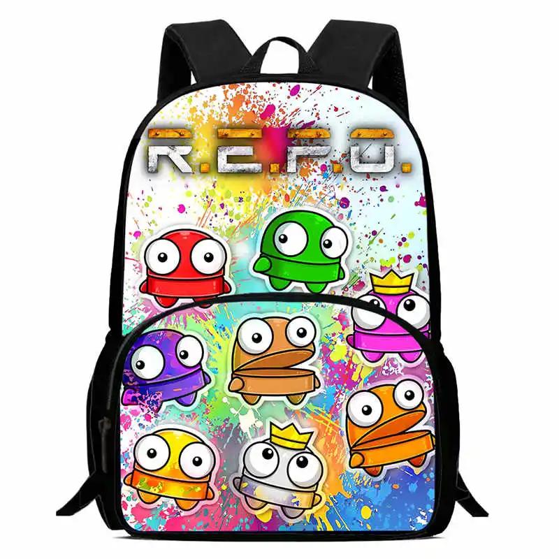 Durable R.E.P.O Kid Backpack for Pupil Students Child School Backpack with Front Pocket,Cartoon Child School Bags for Boys Girls