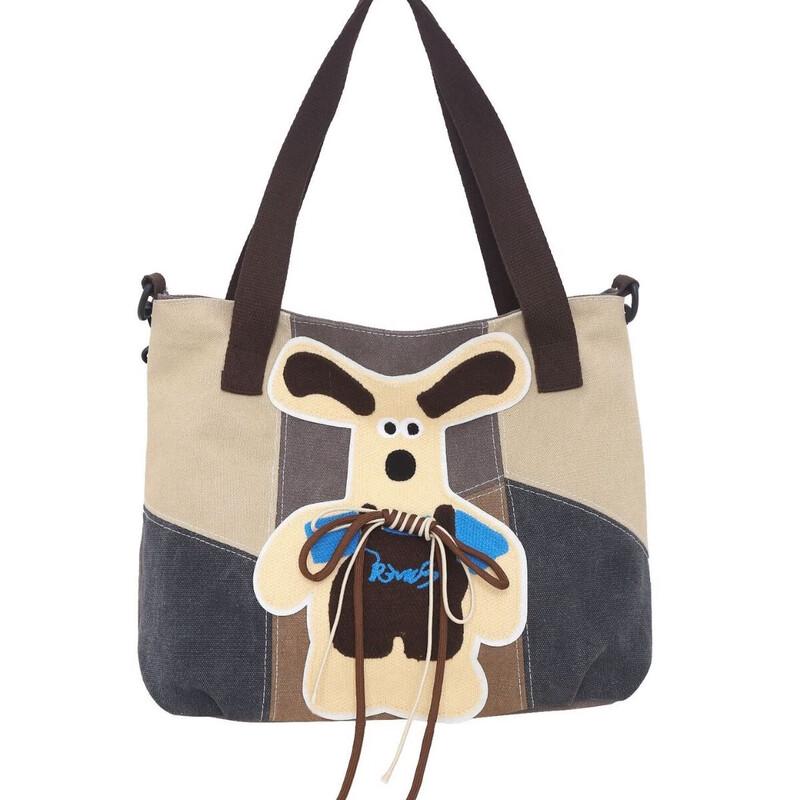 Винтажная Милая Щенячья Канвасная Сумка Через Плечо и Сумка-Тоут