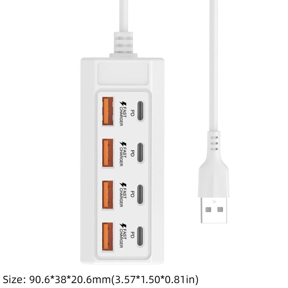4USB 4Type-c Charger Socket 8 in 1 Power Outlet Adapter Compatible with Computers/Plugs
