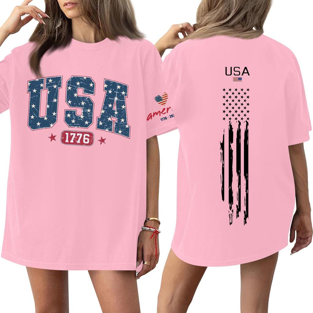 Women's Casual Fashion Round Neck Casual Print Short Sleeve T-Shirt Top