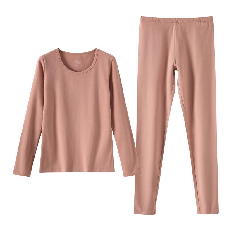 Men's and Women's Skin-Friendly Thermal Underwear Suit - Pure Cotton, Solid Color, Thin Design, Antibacterial, Large Sizes, Autumn/Winter Wear
