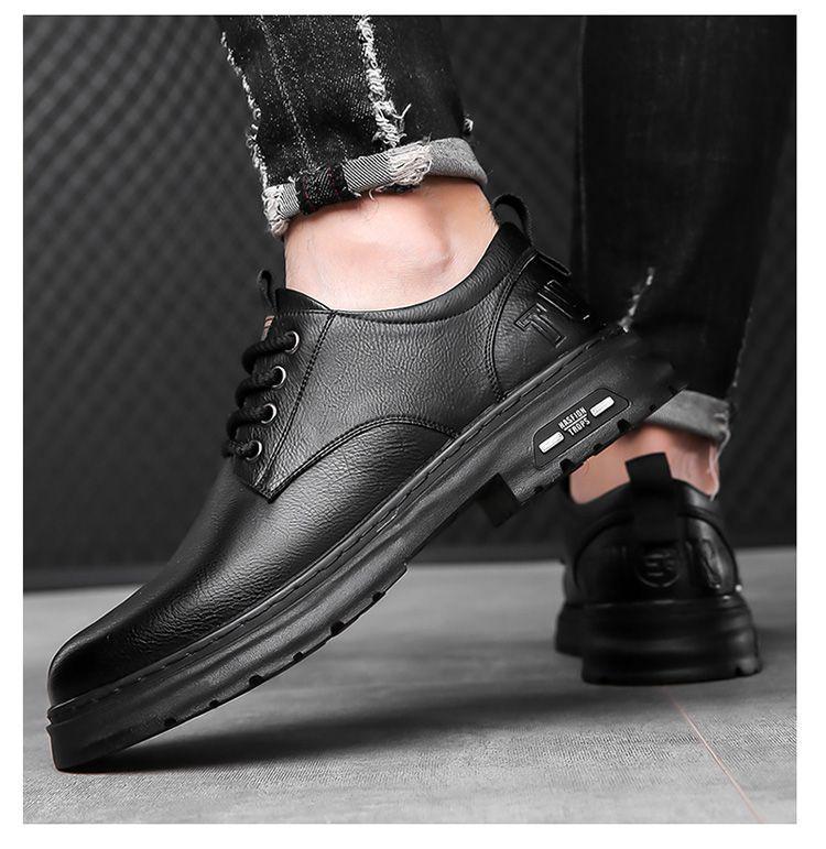 2024 Heren Retro Handgemaakte Leren Schoenen - Lente & Herfst, Slijtvast, Vetersluiting, Casual Werkkleding