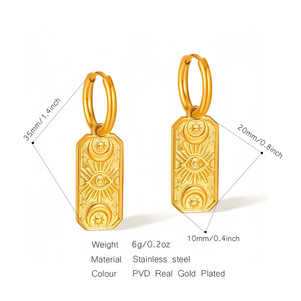 Fashion Square Shape Drop 18k Gold Color Stainless Steel Waterproof Huggie Hoop Earrings Women Charms Daily Jewelry High Quality