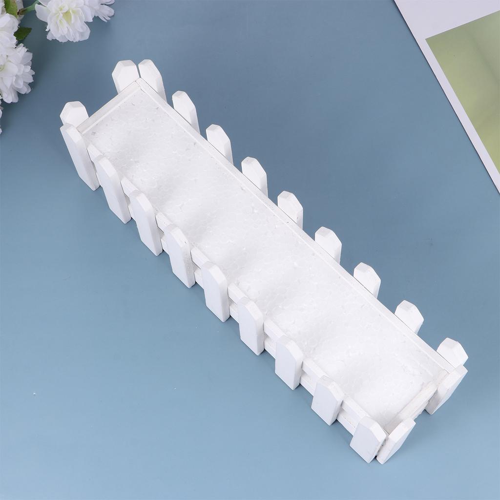 2 Pcs Artificial Plastic Flower Pot Moss and Vase Set Portable Simulative Flower Pot with Wooden Fence (White)