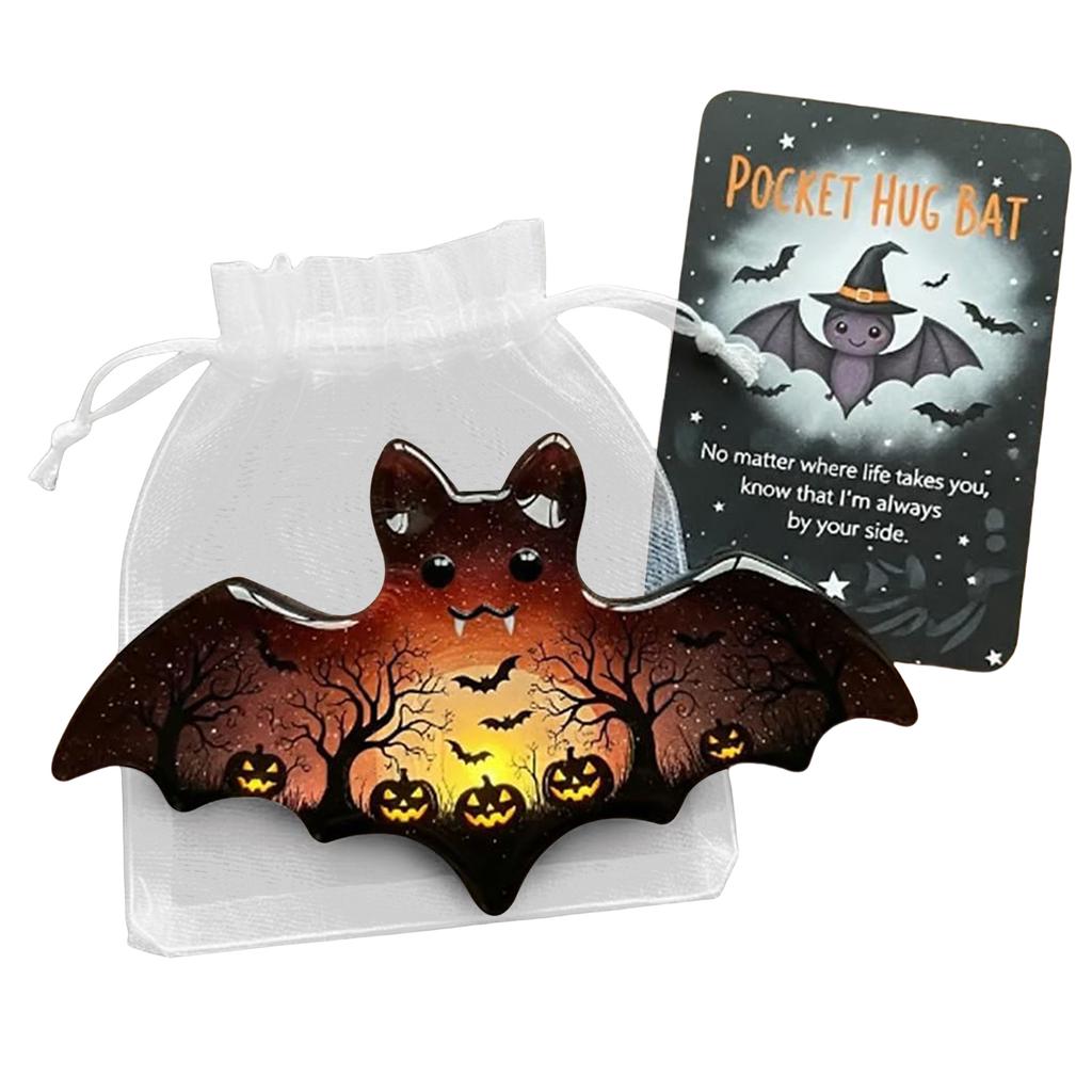 Pocket Hug Ghost Keepsake with Positive Cards Halloween Cute Ghost Acrylic Charm Set for Halloween Decorative Prop Children Gift