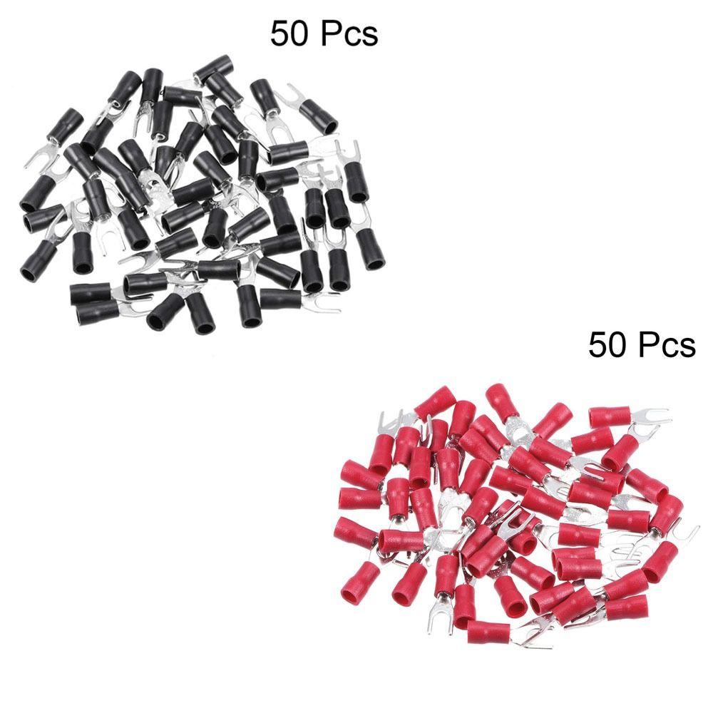 50pcs Insulated U-Type Wire Connector Spade Electrical Terminals Crimp Terminal  Wire Connector