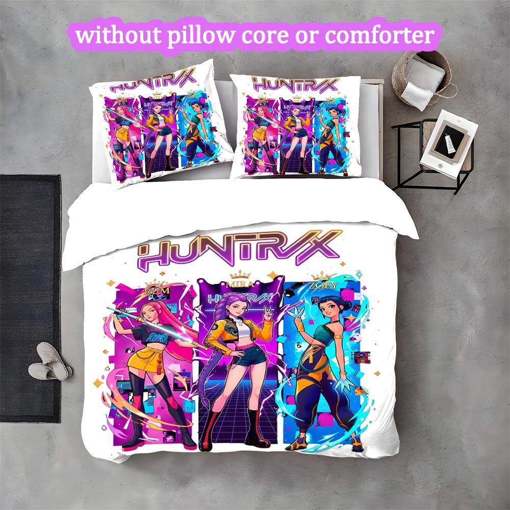Kpop Duvet Cover Set - 3pcs Polyester Bedding Set with Digital Print, All-Season Cozy Bedroom Accessory