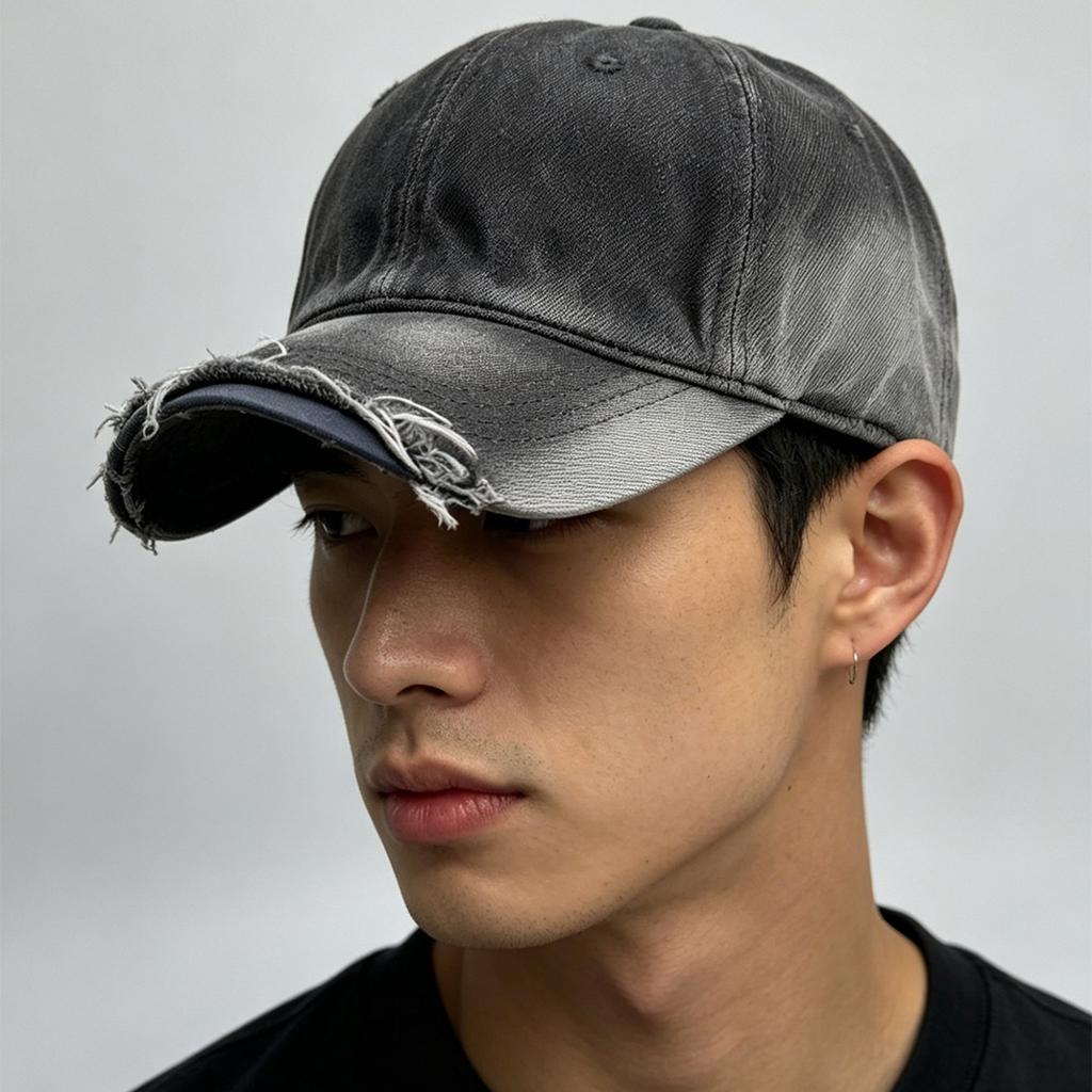 Four Seasons Gradual Change Color Hole Solid Color Rivet Baseball Cap Men And Women Shading Personality Retro Street Cap