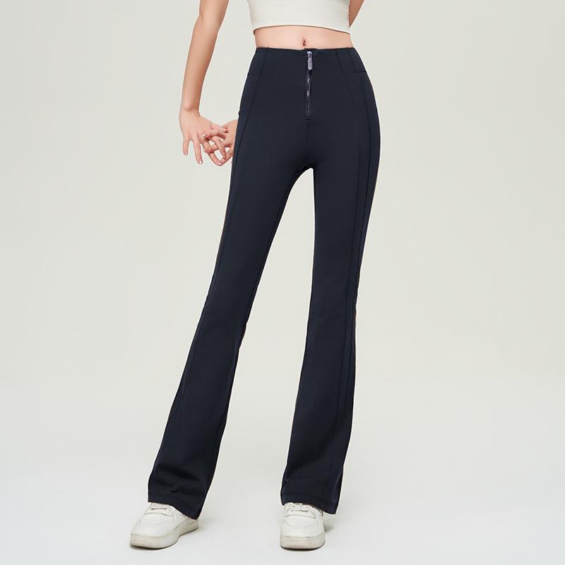 

Женские брюки клеш для йоги с высокой талией и эффектом подтяжки ягодиц, быстросохнущие, с передней молнией для бега и фитнеса. XL