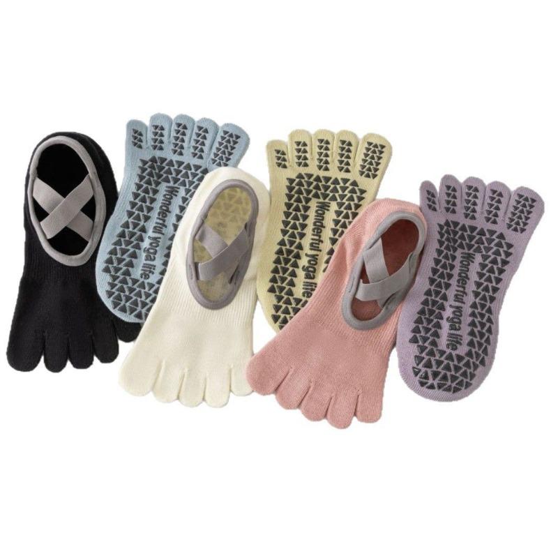 Female Summer Indoor Fitness Sports Non Slip Cotton Shock Absorption Pilates Yoga Five Finger Socks