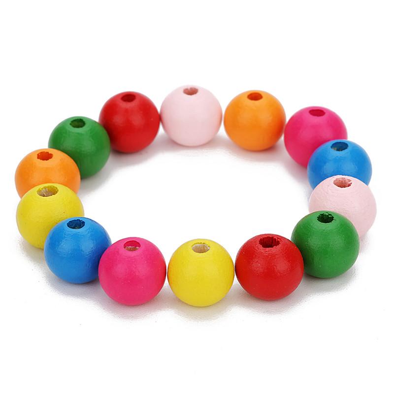 Louleur Natural Wooden Beads Round Natural Stripe Beads Spacer Colorful Loose Spacer Wood Beads For Jewelry Making Bracelet