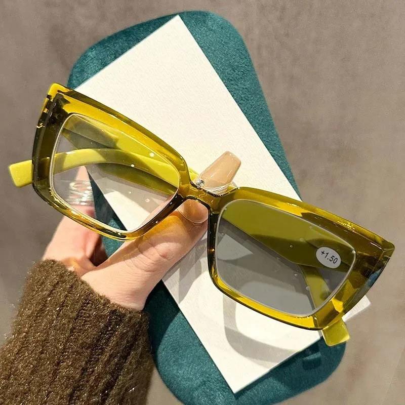 New Elegant Pochromic Reading Glasses Women's Fashion and Versatile Anti Blue Light Presbyopia Sun Glasses Diopter To +4.0